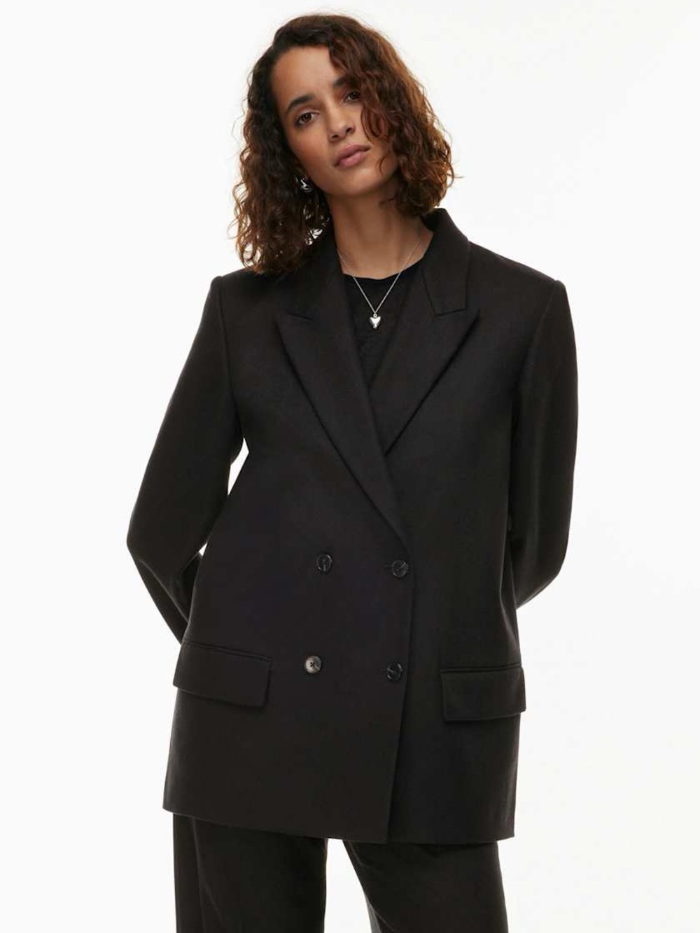 Wilfred Aritzia New Destiny double-breasted Blazer, Wool-Cashmere, black, 10